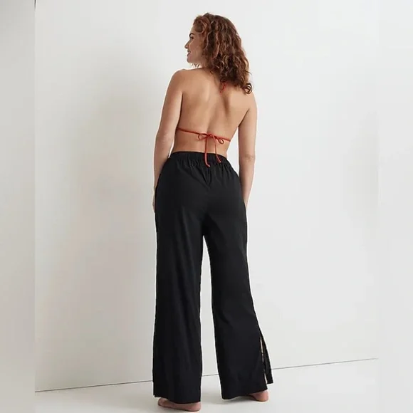 NWT Madewell Drawstring Wide-Leg Pants in black - Picture 4 of 15